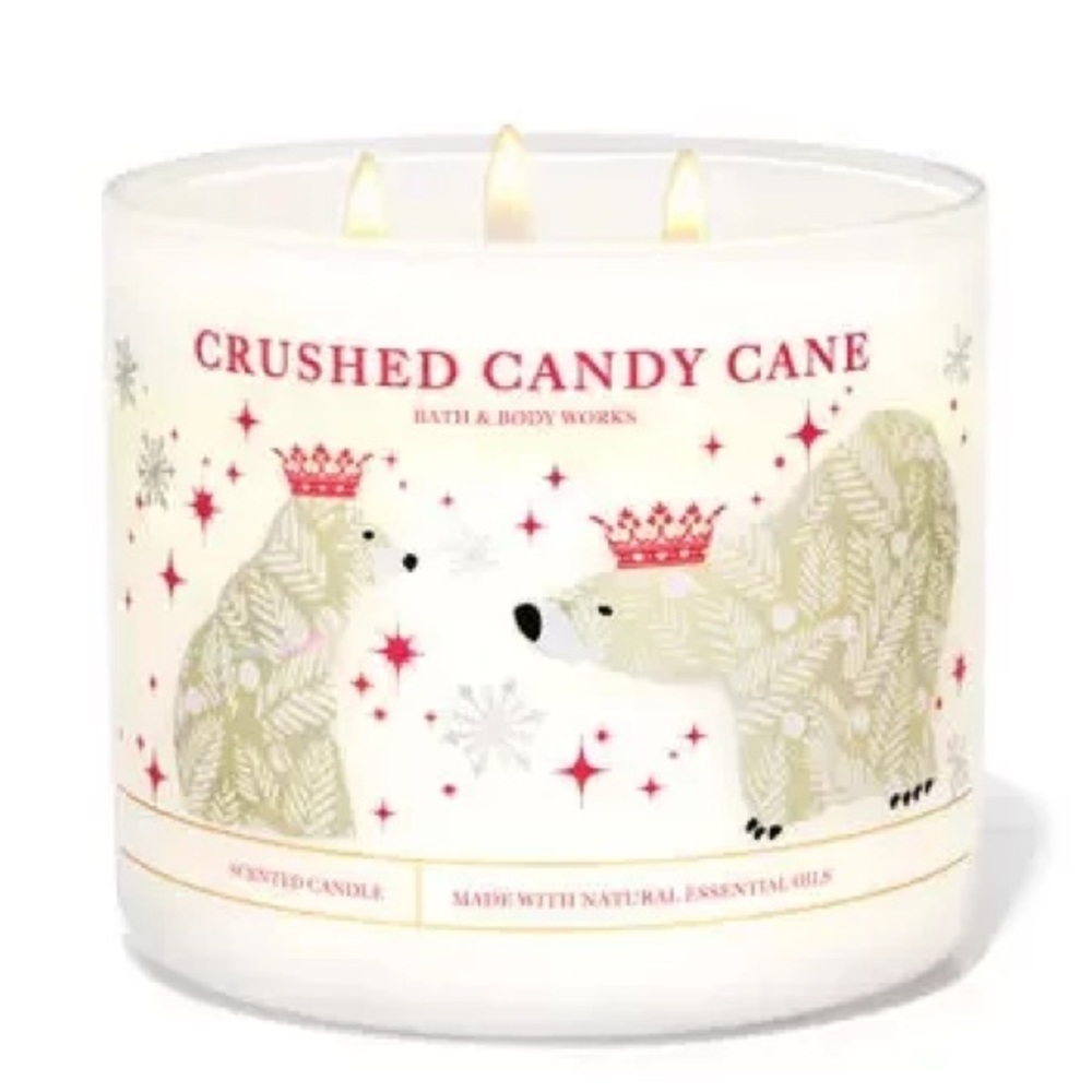 Bath & body works candle crushed candy cane 3 wick